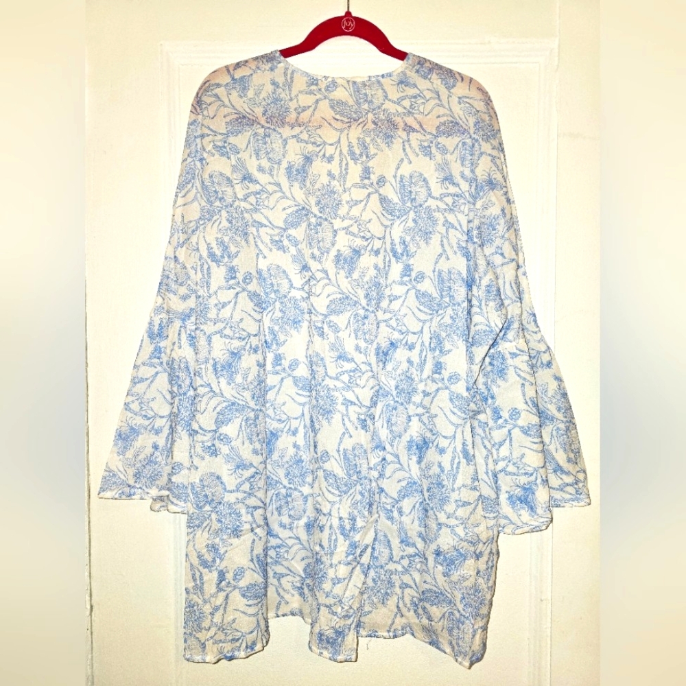 NWT Amanda Uprichard Blue & White Idris Floral Cover-Up Dress - One Size - Picture 7 of 7
